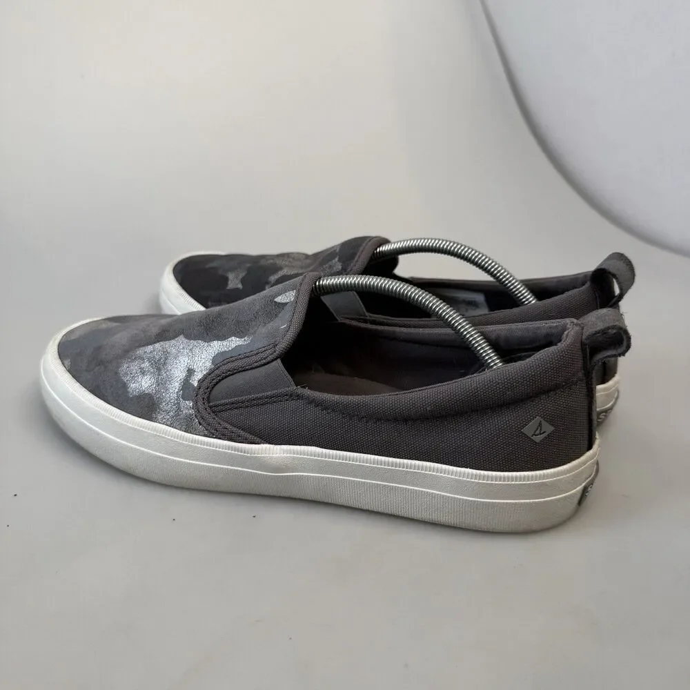 Sperry Crest Twin Gore Womens 9M Silver Blue Metallic Camo Sneakers EUC